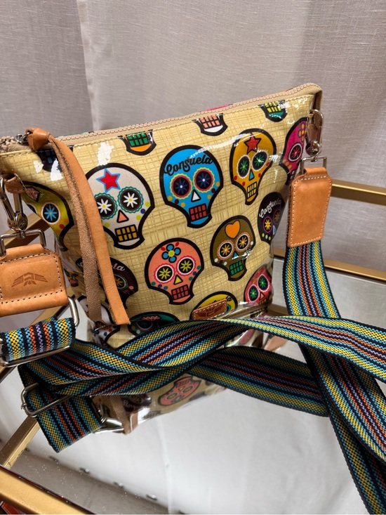 Consuela Handbags - Consuela Yellow Sugar Skull Crossbody with Multicolor Strap